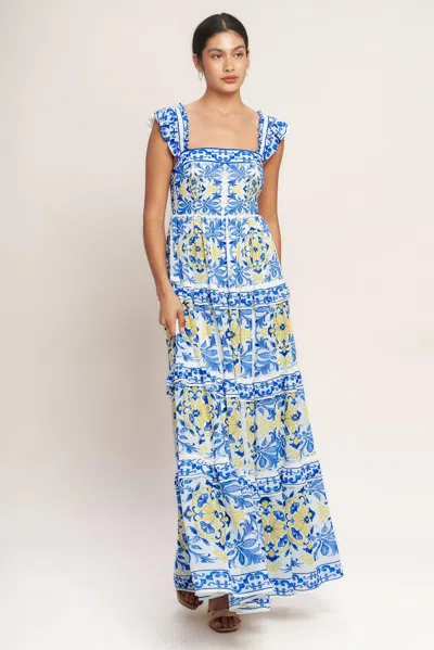 Truedames Salty Air Sweetheart Woven Maxi Dress In Blue