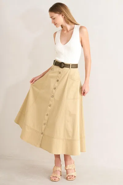 Truedames Sand Breeze Woven Midi Skirt In Green
