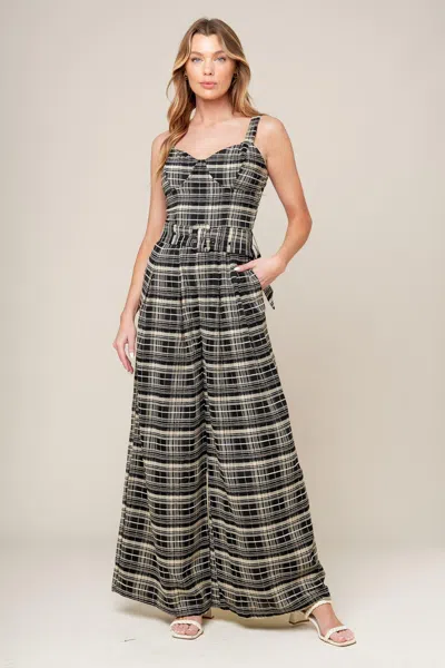 Truedames Sand Dune Woven Plaid Jumpsuit In Multi