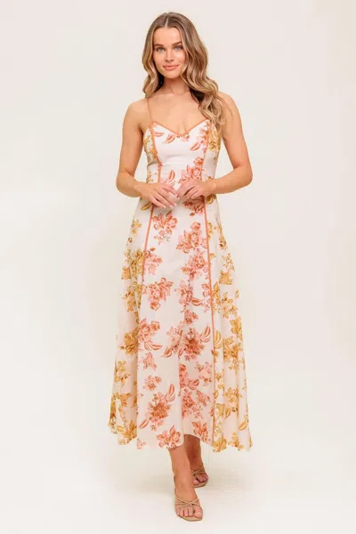 Truedames Sandstone Petal Woven Midi Dress In Multi