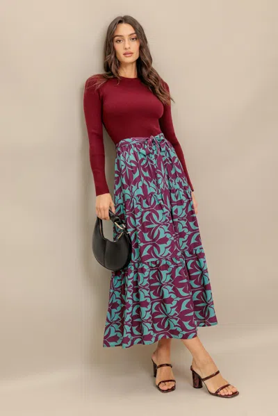 Truedames Sangria Bloom Woven Midi Dress In Multi