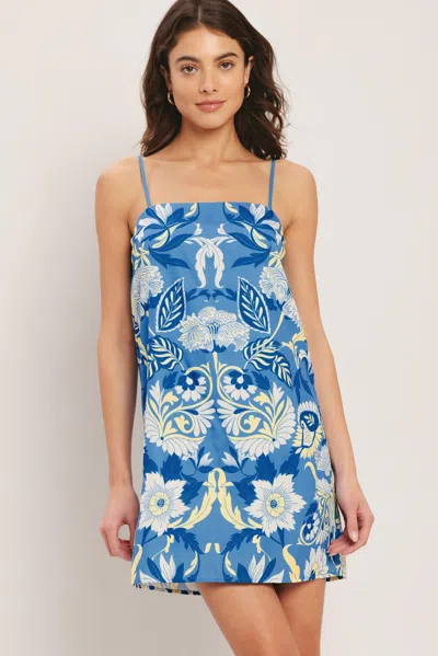 Truedames Santorini Sky Woven Mini Shift Dress In Blue