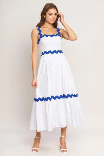 Truedames Santorini Waves Woven Midi Dress In White