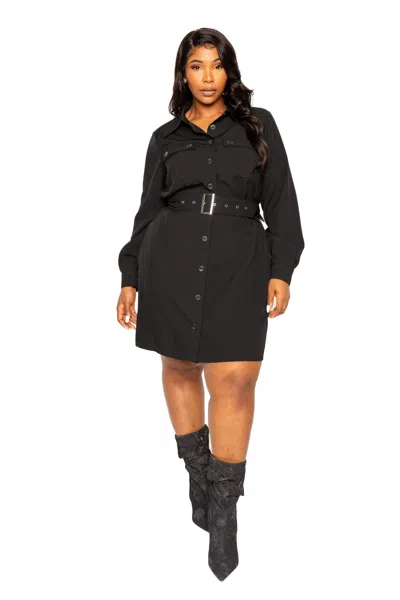 Truedames Satin Effect Belted Jacket Dress In Black