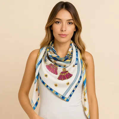 Truedames Satin Feel Elegant Intricate Geometric Paisley Print Square Scarf In Multi