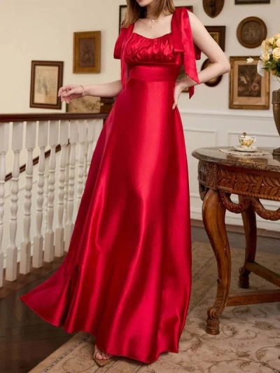 Truedames Satin Maxi Gown In Red