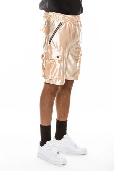 Truedames Satin Street Cargo Shorts In Neutral