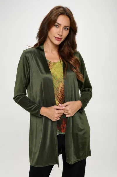 Truedames Satin Washer Duster Jacket In Green