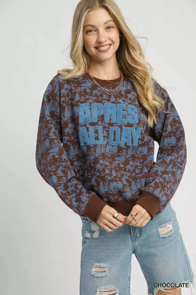 Truedames Scenic Print Cropped Sweatshirt In Brown