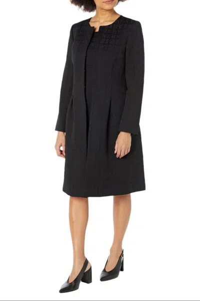 Truedames Scoop Neck Back Zipper Sleeveless Dress With Hook & Eye Closure Front Jacket In Black