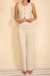 Truedames Scoop Neck Button Vest & Wide Leg Pants Set In Sand