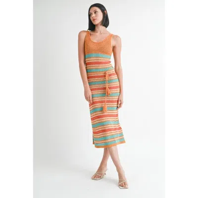 Truedames Scoop Neck Crochet Maxi Dress In Orange