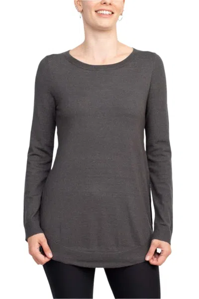 Truedames Scoop Neck Long Sleeve Solid Knit Top In Gray