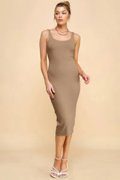 Truedames Scoop Neck Rib Linning Double Layered Tank Dress In Multi
