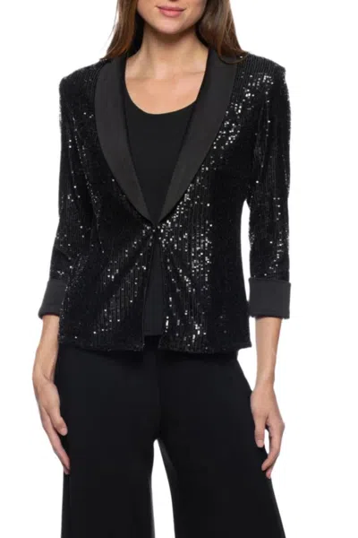 Truedames Scoop Neck Sequin Top And Jacket 2-piece Set - Wholesale In Black
