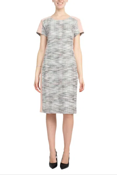 Truedames Scoop Neck Short Sleeve Zipper Back Panel Knit Dress In Gray