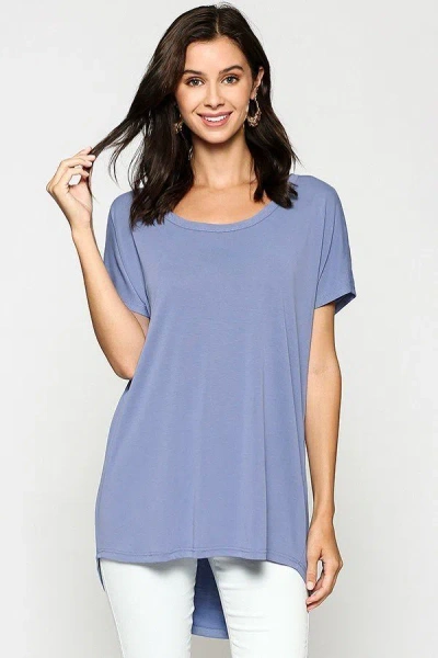 Truedames Scoop Neckline Cupro Solid Top In Purple