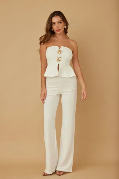 Truedames Scrunched Golden Stone Strapless Sets In White