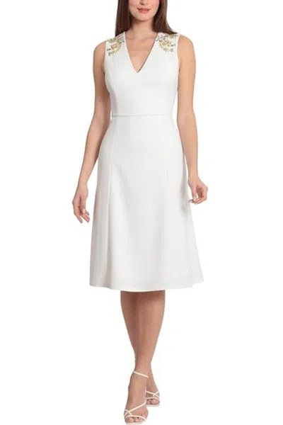 Truedames Scuba Crepe Fit And Flare Dress In White