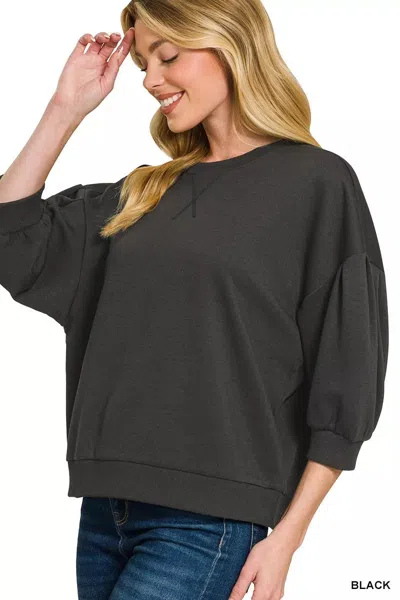 Truedames Scuba Dolman Sleeve Sweatshirt In Black