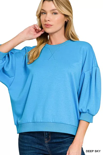 Truedames Scuba Dolman Sleeve Sweatshirt In Blue