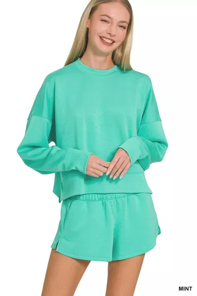 Truedames Scuba Long Sleeve Sweatshirts & Shorts Set In Green