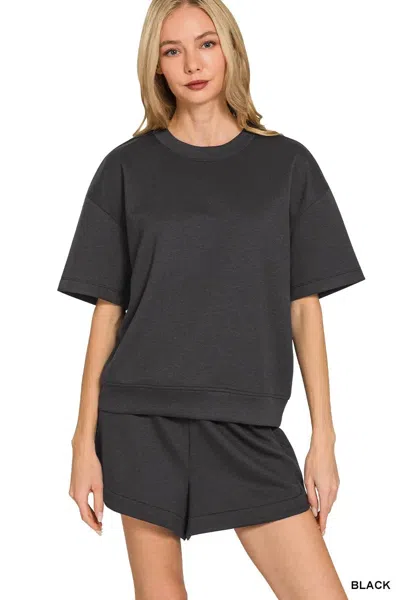 Truedames Scuba Short Sleeve Top & Shorts Set In Black
