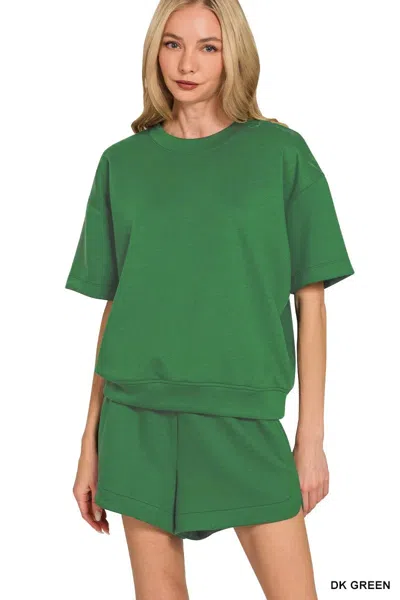 Truedames Scuba Short Sleeve Top & Shorts Set In Green