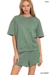 Truedames Scuba Short Sleeve Top & Shorts Set In Green