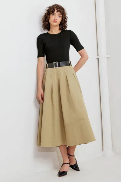 Truedames Sculpted Grace Sweater Woven Top And Skirt Dress In Multi