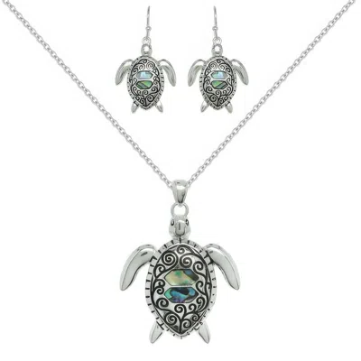 Truedames Sea Life Abalone Marine Turtle Necklace Set In Metallic