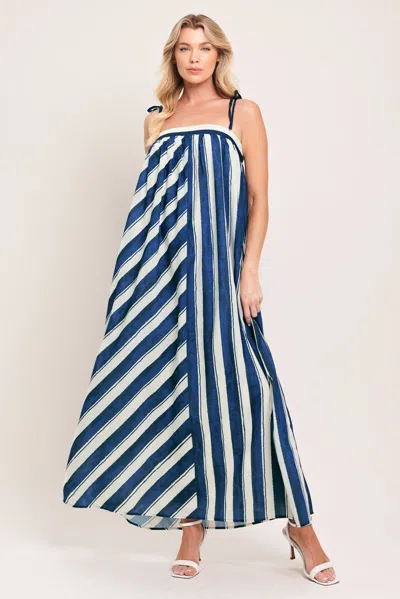 Truedames Sea Rhythm Woven Maxi Dress In Blue