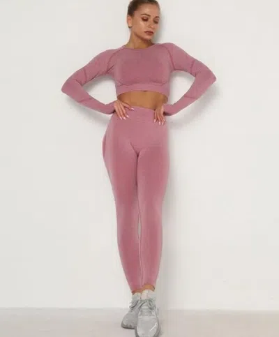 Truedames Seamless Top Leggings Set In Pink