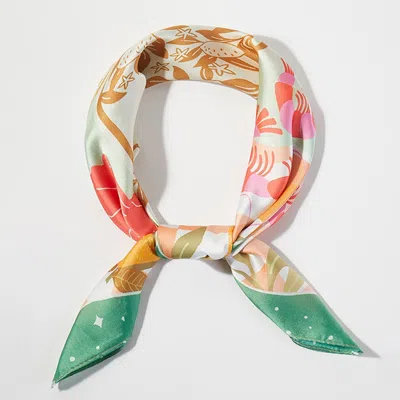 Truedames Seaside Feast Print Square Bandana Scarf In Multi