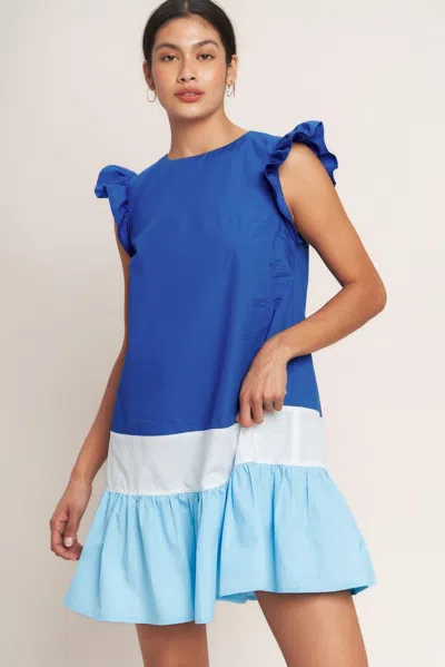 Truedames Seaside Sweetheart Color Blocked Mini Dress In Blue