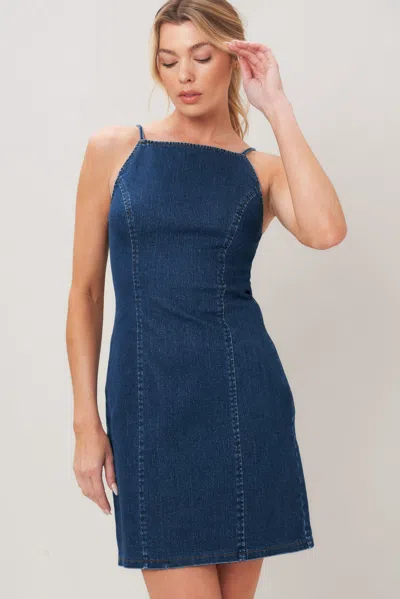 Truedames Second Skin Denim Mini Dress In Blue