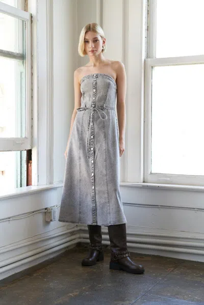 Truedames Secret Crush Twill Midi Dress In Gray