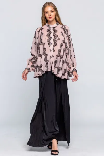 Truedames See Through Shirt With Lace Detail In Pink
