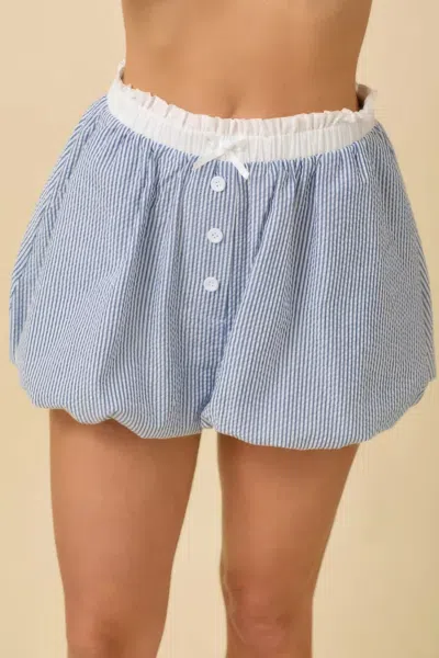 Truedames Seersucker Stripe Bubble Hem Boxer Shorts In Blue