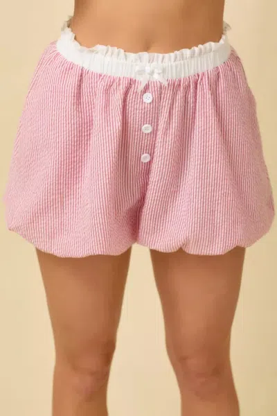 Truedames Seersucker Stripe Bubble Hem Boxer Shorts In Pink