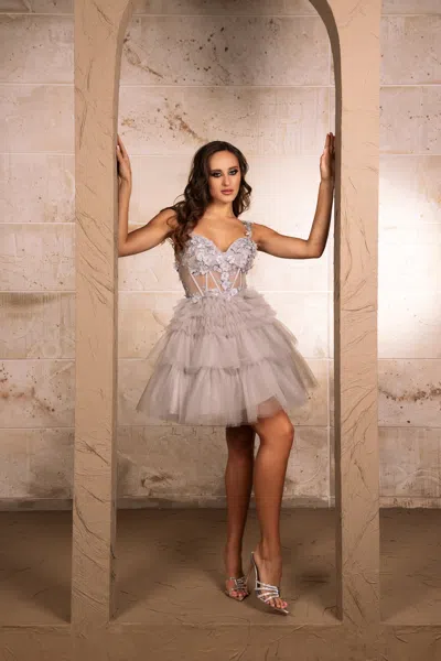 Truedames Semi Formal Dress A-line Sweetheart Neck In Grey