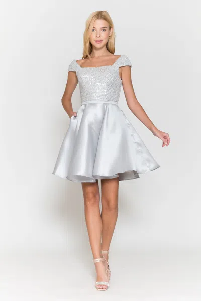 Truedames Semi Formal Short Dress In Silver