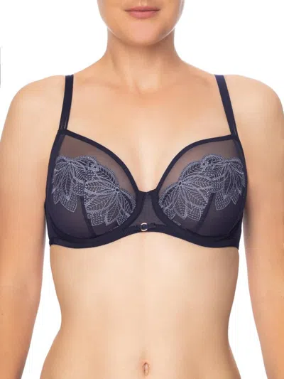 Truedames Semi Sheer Lace Full Figure Bra With Three Part Cup Design In Multi