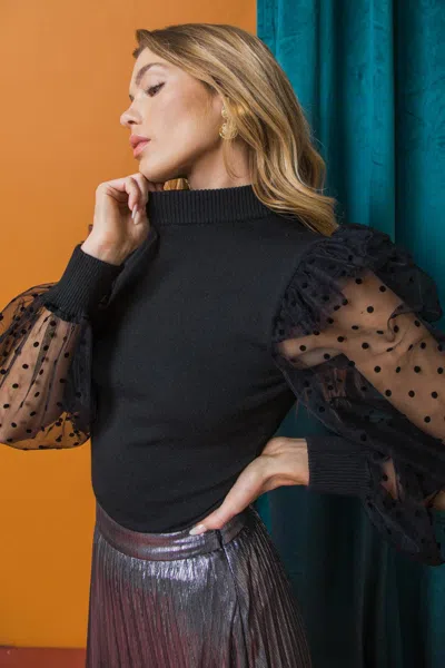 Truedames Sending Love Letters Sweater Top In Black