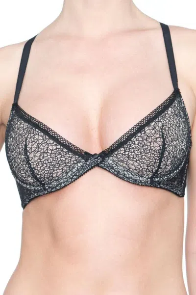Truedames Sensual Mesh Demi Cup Bra With Feminine Design In Black