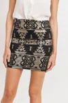Truedames Sequence Pattern Mini Skirt In Gold