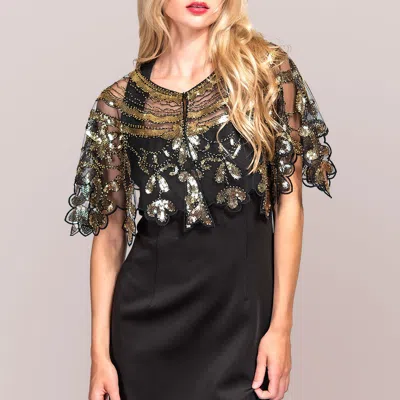 Truedames Sequin Beaded Retro Vintage Sheer Shawl Cape Poncho In Multi