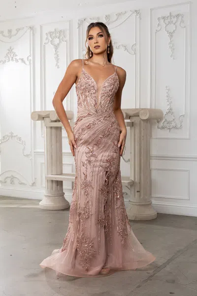 Truedames Sequin Lace-up Back Mermaid Formal Prom Dress In Animal Print