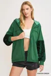 Truedames Sequined French Terry Jacket In Green