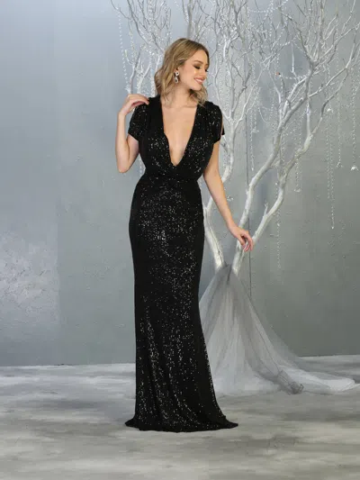 Truedames Sequined Long Formal Dress & Plus Size In Black